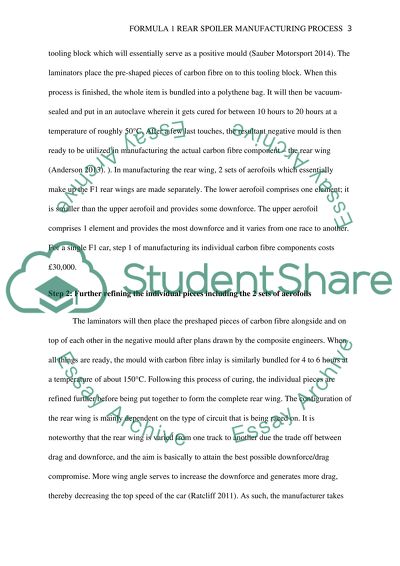 Manufacturing process for rear spoiler for formula 1