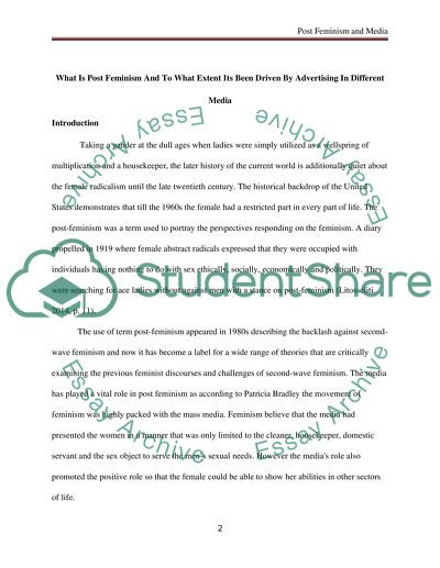 What Is Post Feminism and to What Extent It Been Driven by Advertising in Different Media