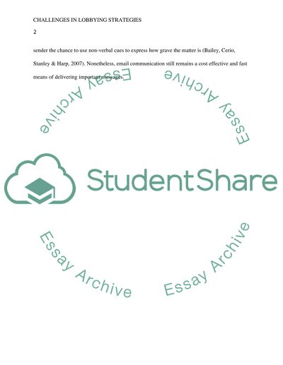 Challenges in Lobbying strategies