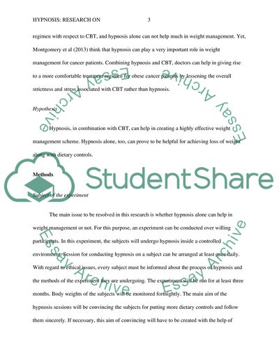 Hypnosis - Research on Weight Management