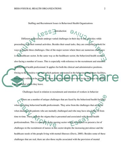 Staffing and Administrative Issues in Behavioral Health