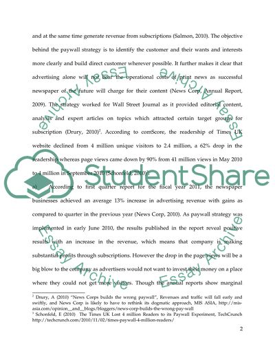 The Effect of the Paywall Strategy on News Corp Company