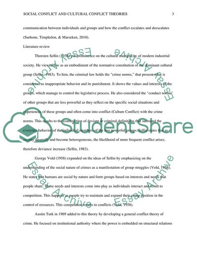 Social Conflict and Cultural Conflict Theories