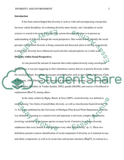 Diversity and Environment