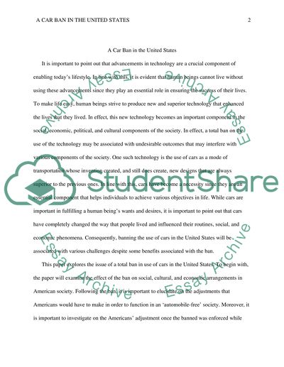 A Car Ban in the United States