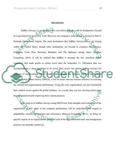 Organizational Culture Model: JetBlue Airways Company