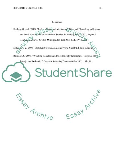 Refection on Call Girl and readings