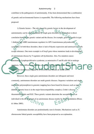 The Mechanisms That Contribute to the Development of Autoimmunity