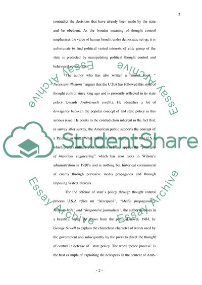 Thought Control in the US - The Media and the Peace Process