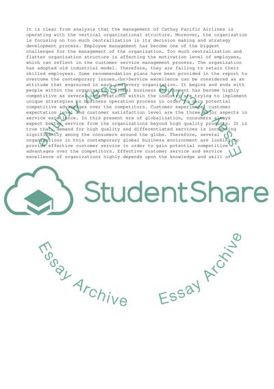 The Service Excellence Management Report