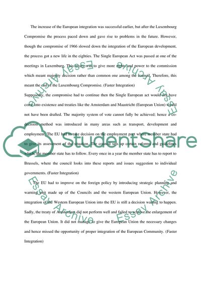 Impact of the Effect that the Luxembourg Treaty on the Development of the Integration of Europe