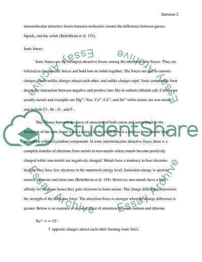 Intermolecular Attraction Forces