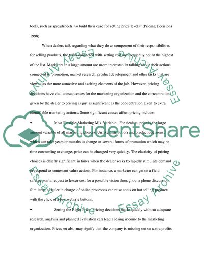 Models and Concepts Affecting the Pricing Decisions of Manac Plc