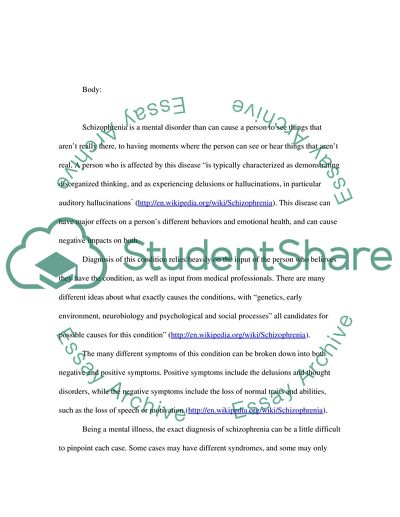 Schizophrenia as a Mental Illness