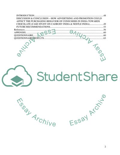Effects of Advertising and Promotion on Purchasing Behavior of Chocolate Consumers in India