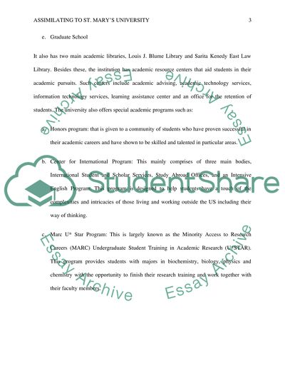 Assimilating to St. Marys University