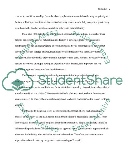 Religious Essentialist Approaches to Gay, Lesbian, Bisexual or Trans Persons