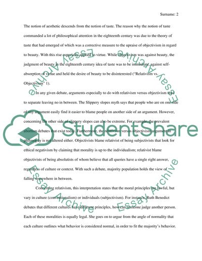 Aesthetic relativism versus aesthetic objectivism