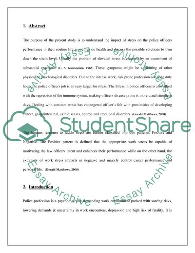 Impact of Stress on Police Officers