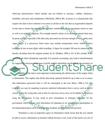 Information as of the Processed Data That Helps a User to Make Informed Decisions