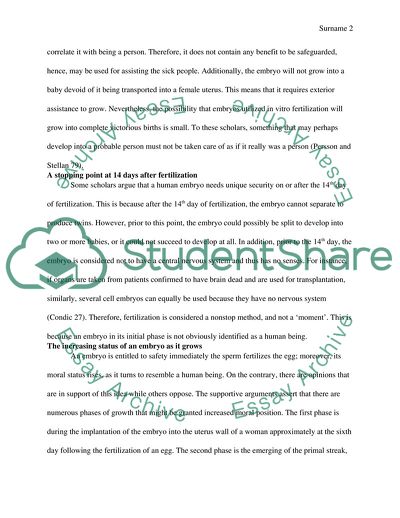 The Ethical Status of the Embryo