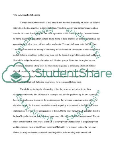 The Impact of the US-Israel Relationship on the Regional Politics of the Middle East