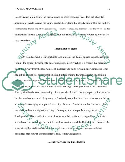 Recent Reforms in the United States