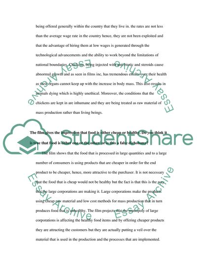 Analysis of Food System in the Film - Food, Inc