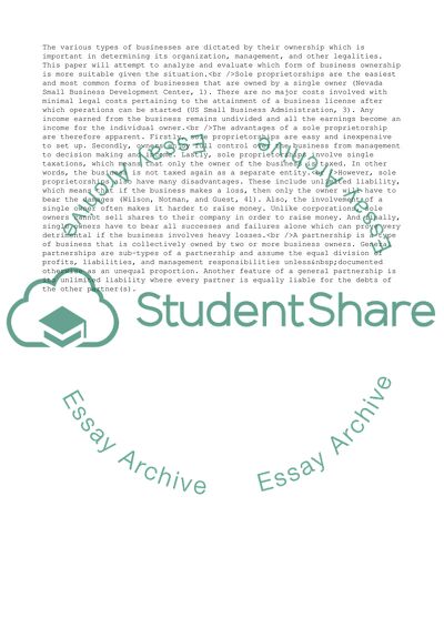 Types of Business Ownership