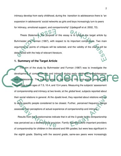 Critical commentary/child development