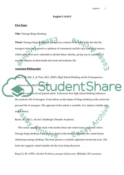 Teenage Binge Drinking