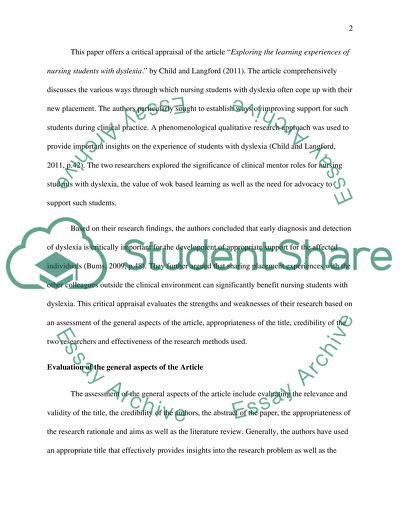 Exploring the Learning Experiences of Nursing Students with Dyslexia