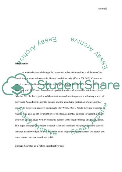 Area of Law: Consent to Search