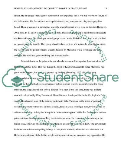 How Fascism Managed To Come To Power in Italy, In 1922