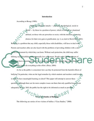 Bulling in the Public Schools and the Laws that Protect Students and Teachers