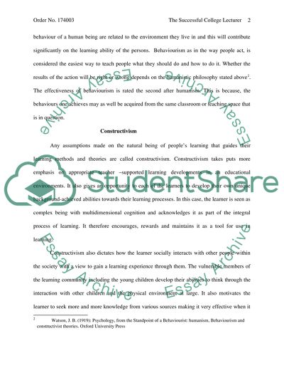 The Successful College Lecturer