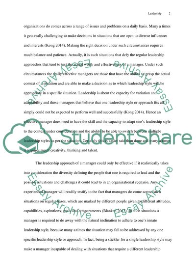 Manager should adapt their leadership style according to the context