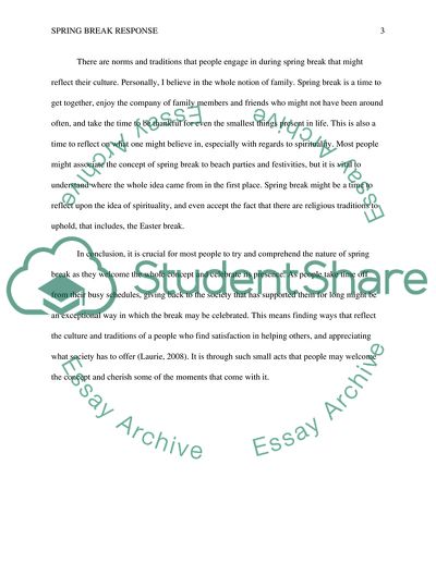 Social Construction of Spring Break response