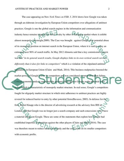 Antitrust Practices and Market Power