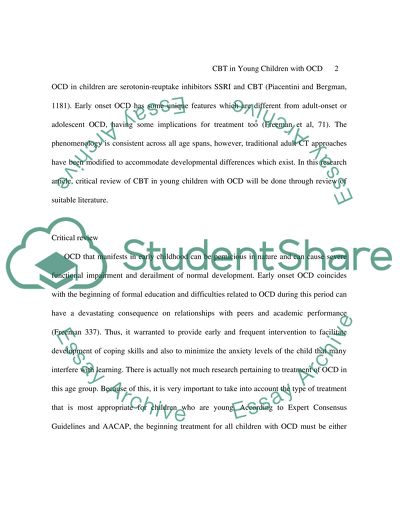 Cognitive-behavioural therapy in young children with obsessive compulsive disorder