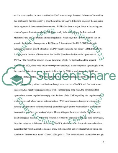 The Free Trade and Industrial Zones in the UAE