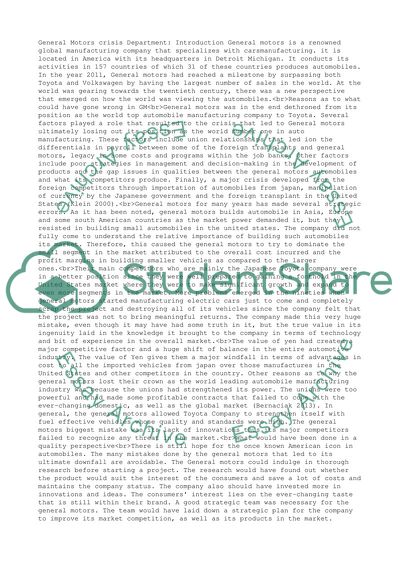 General Motors Crisis