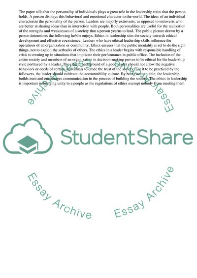 Articulation of Effective Leadership