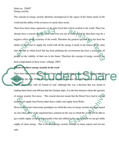 Energy Security and Environmental Impact