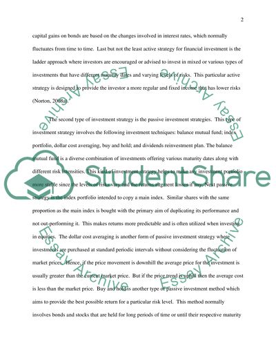 The Active Strategies for Financial Investments