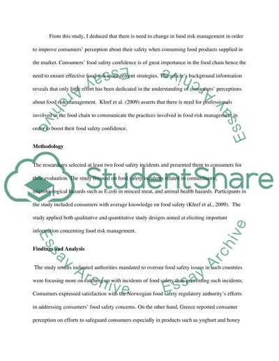 M6 Food Sanitation Videos Discussion/ research brief