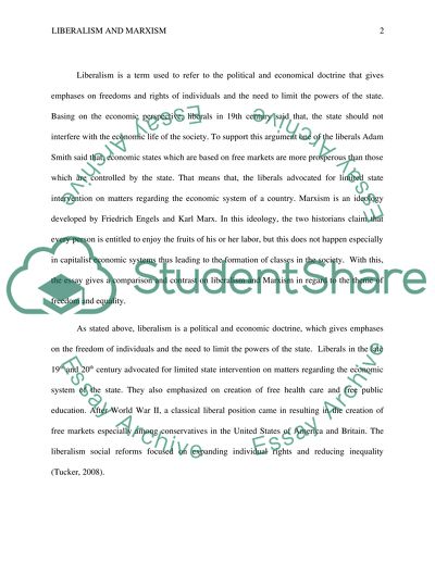 Liberalism and Marxism in Regard to Freedom and Equality