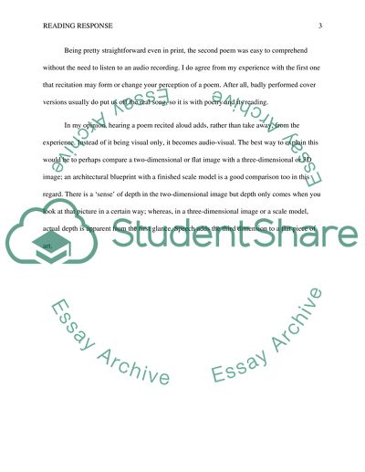 Reading Response: Poetry and Performance