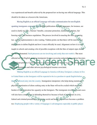 Declaring the English as an Official Language in the United States