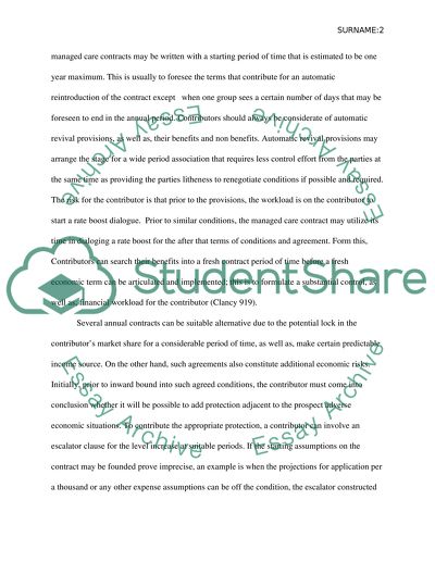 Terms in a Managed Care Contract